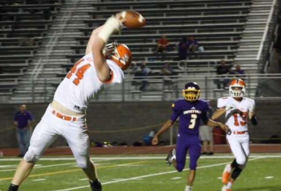 Preston Boyd (44) catches a bullet pass in the second half.